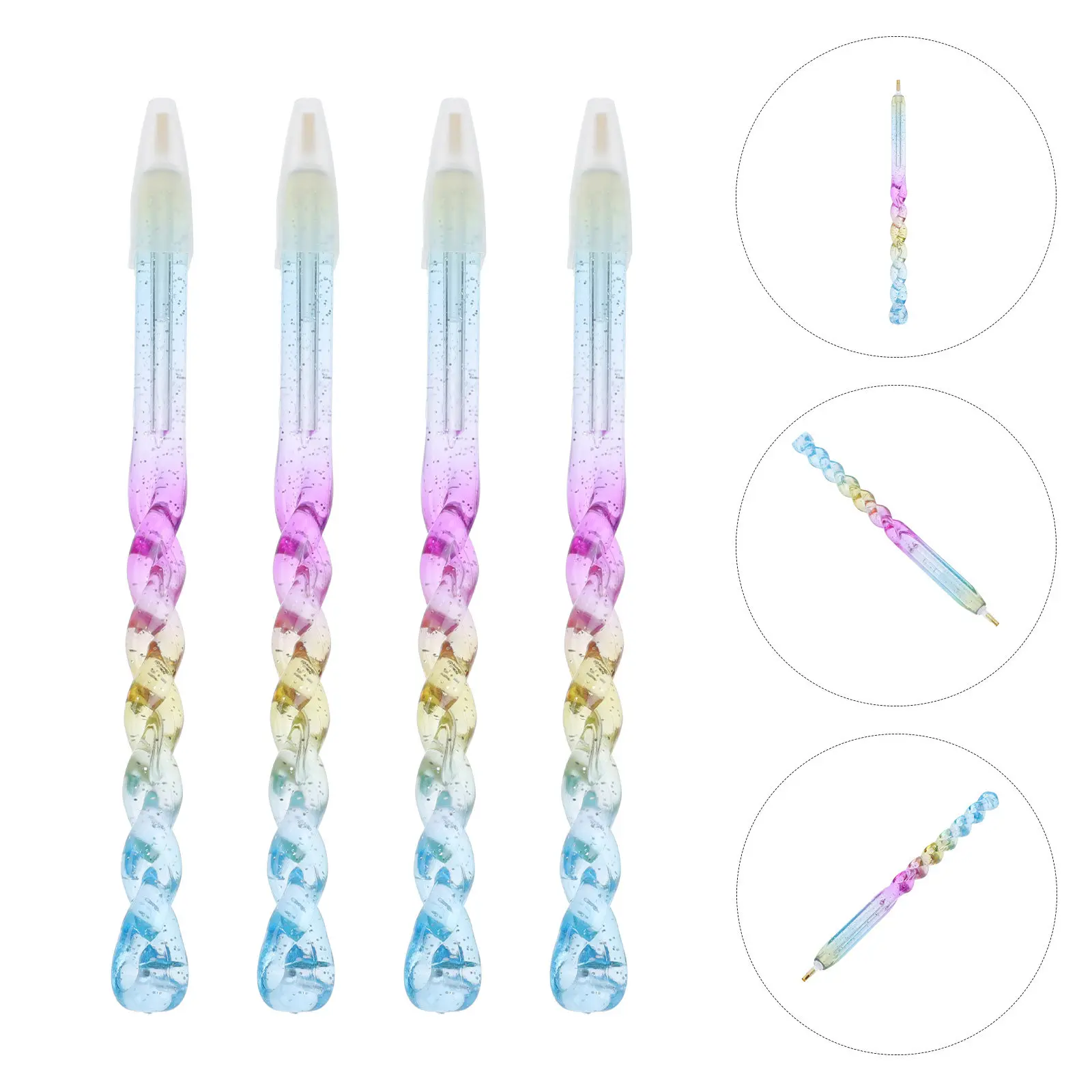 4Pcs Point Drill Pen for Nail Art DIY Manicure Dotting Tool Gems Picking Diamond Picker Rhinestone Placement Salon Beauty Supply