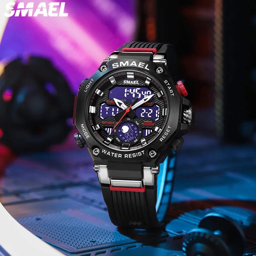 SMAEL 8069 Versatile Dual Display Electronic Watch Astro Alloy Multi functional Student Watch for Leisure Sports