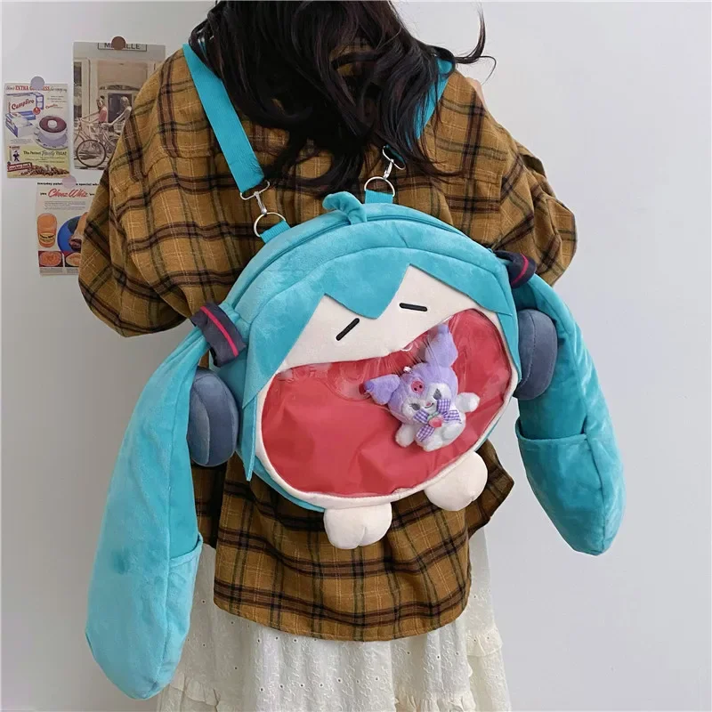 Anime Hatsune Miku Cosplay Plush Backpack Ita Bag Women Bag Shool Student Men Velvet Shoulder Bag Girl Gift