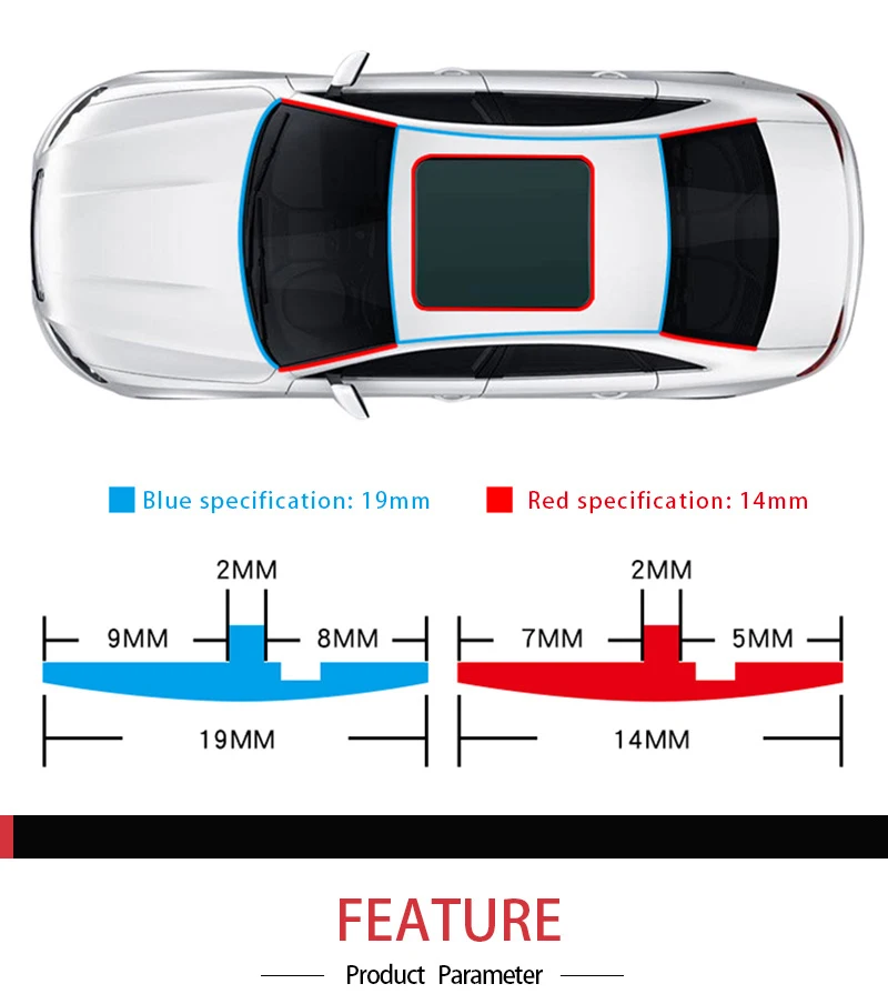 Auto T-förmiger Gummidichtungsstreifen 2M/4M Dach- & Windschutzscheiben-Kantendichtungsstreifen zur Reduzierung von Windgeräuschen Auto-Zubehör – Detail 4