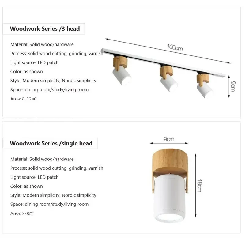 Nordic drewniane reflektor szynowy LED 3 głowice czarne białe wystrój wnętrz reflektory sufitowe do sypialni przy przejściu salon oprawy lśniące