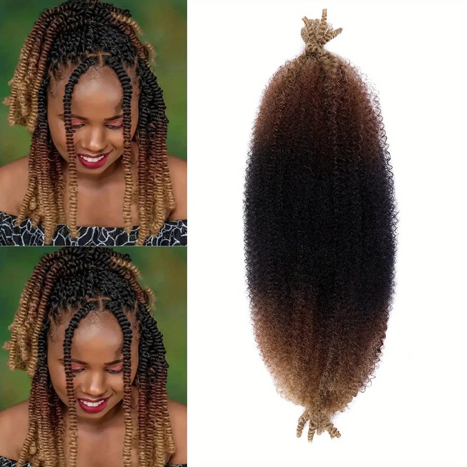 O Marley Pre-separado trança extensões do cabelo para mulheres, tranças macias, torça a trança, Afro, mola, 18"