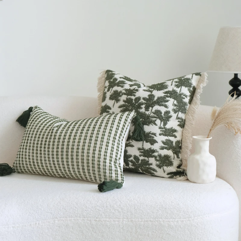 30X50/45X45/50X50CM Tassels Throw Pillow Cover Light Luxury Stamping Waist Cushion Cover Decor Home Decorative Pillowcase