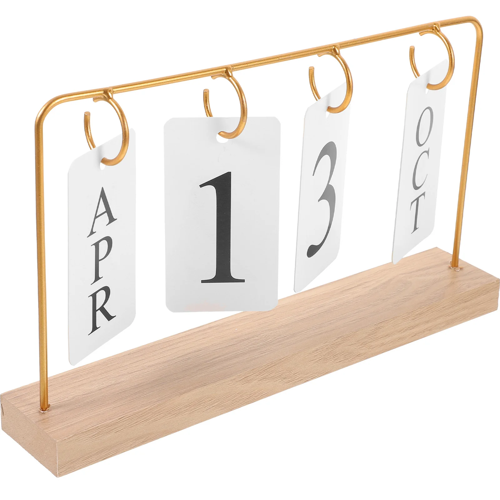 

1pc Flip Perpetual Desk Calendar Rustic Wooden Base Reusable Tabletop Calendar For Home Office Decor Desktop Accessory