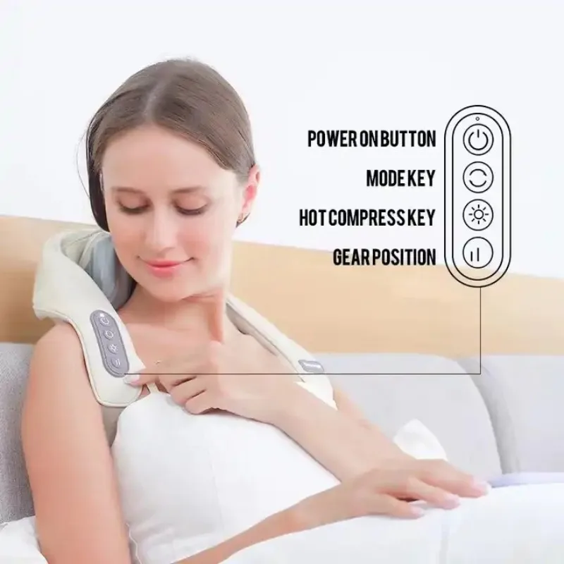 Neck Massager，Deep Tissue Trapezius Shoulder Massager, Tissue 4D Electric Kneading Heat Neck Muscle Massage Apparat