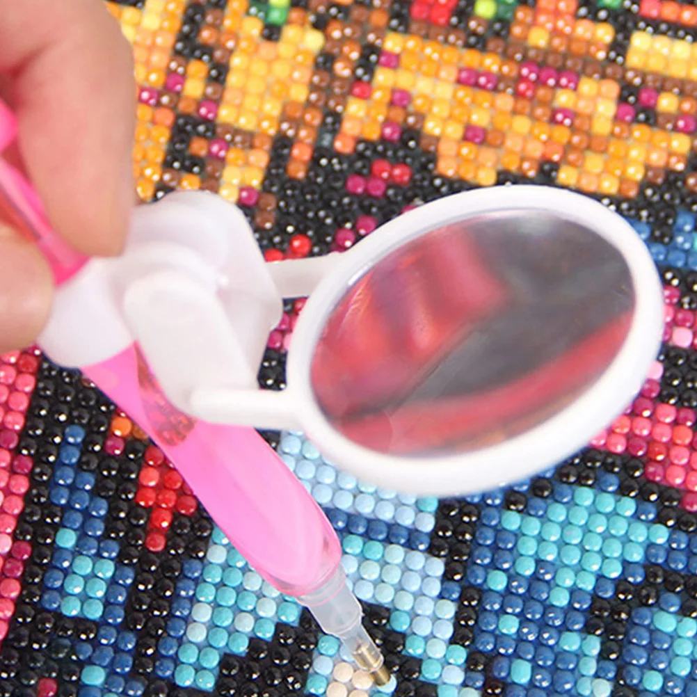 

4pcs Pen Holder Magnifier for Diamond Arts Portable Miniature Glasses Embroidery Rhinestone Foldable Painting Tool