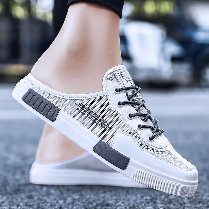 

Men's Summer New Mesh Baotou Casual Sports Slippers Soft Sole Non Slip Breathable Outdoor Half Slippers Beach Sandals Slippers