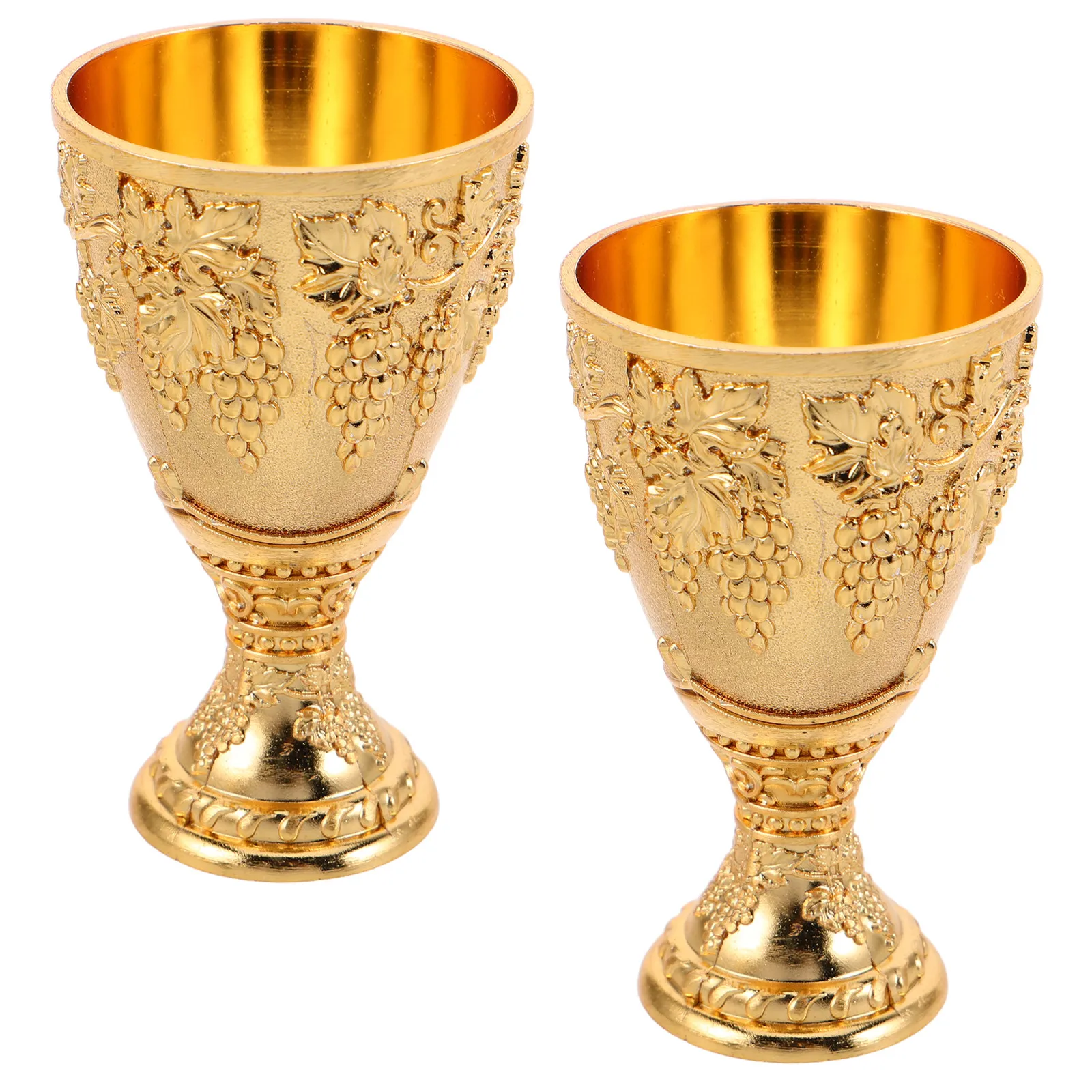 

2pcs retro high-end goblet Chalice Goblet Vintage Engraving Flower Pattern Metal Embossed Wine Cups Medieval Goblet For Party