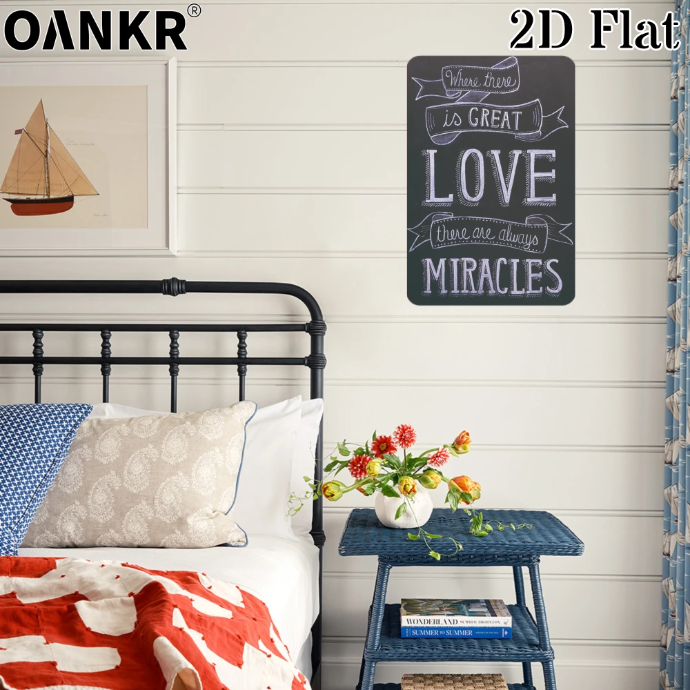 Affiche en métal avec citation d'amour, « Où il y a un grand amour, il y a des miracles », décoration murale pour chambre à coucher, salon, décoration de la maison