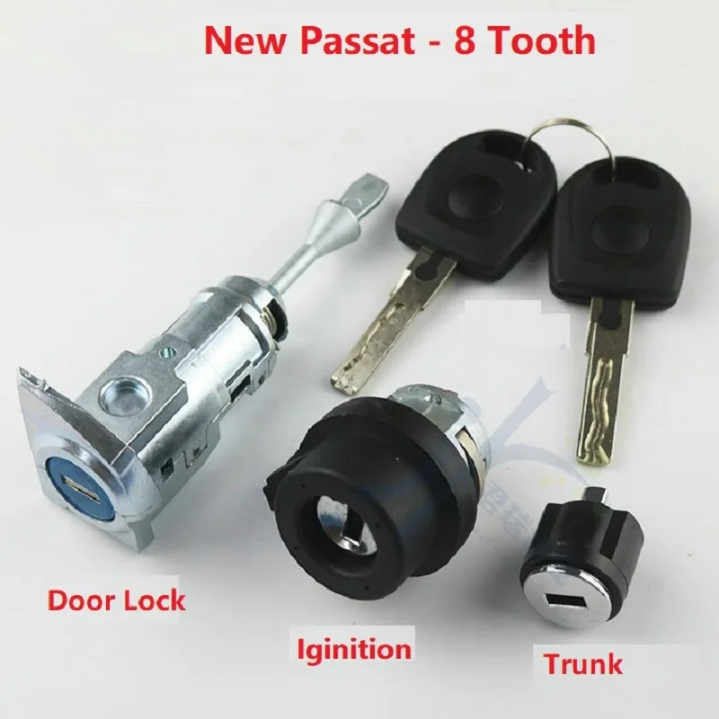 Full Car Lock For VW New Passat 8 Tooth door lock cylinder Replacement Locksmith Tool