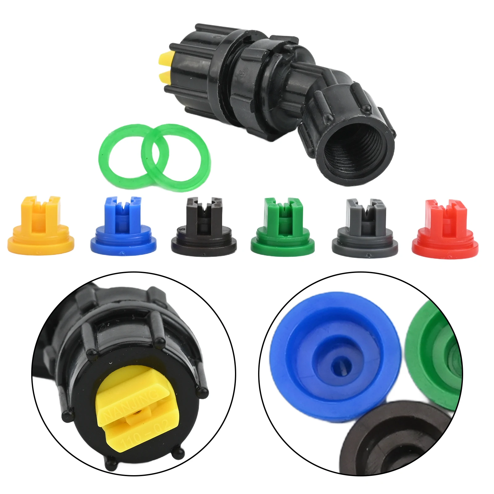 Agricultural Electric Sprayer Head with Six Detachable Nozzle Tips 0.1 mm through 0.6 mm for Precise Flow and Pattern Control