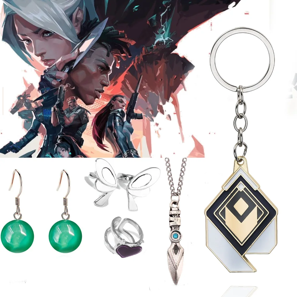 Shooting Game VALORANT Keychain Fan Gift Enamel Zinc Alloy Keychain Pendant Earring Necklace Clothing Accessories Butterfly Ring