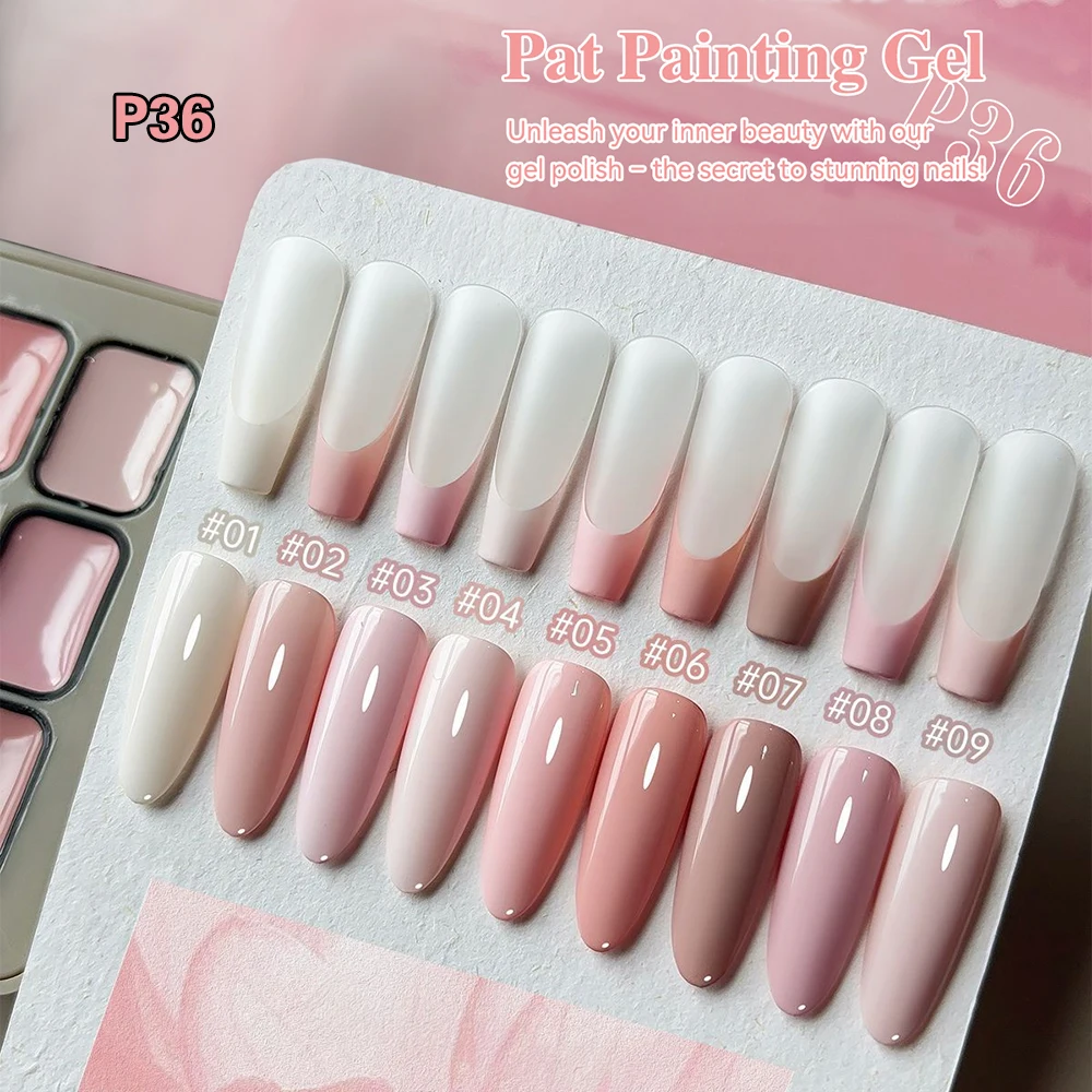 Vendeeni 9 Grid Pink Painting Gel Nail Polish Self-leveling Soak Off Gel Varnish Nude Pink Gradient Pat Gel Lacquer Palette