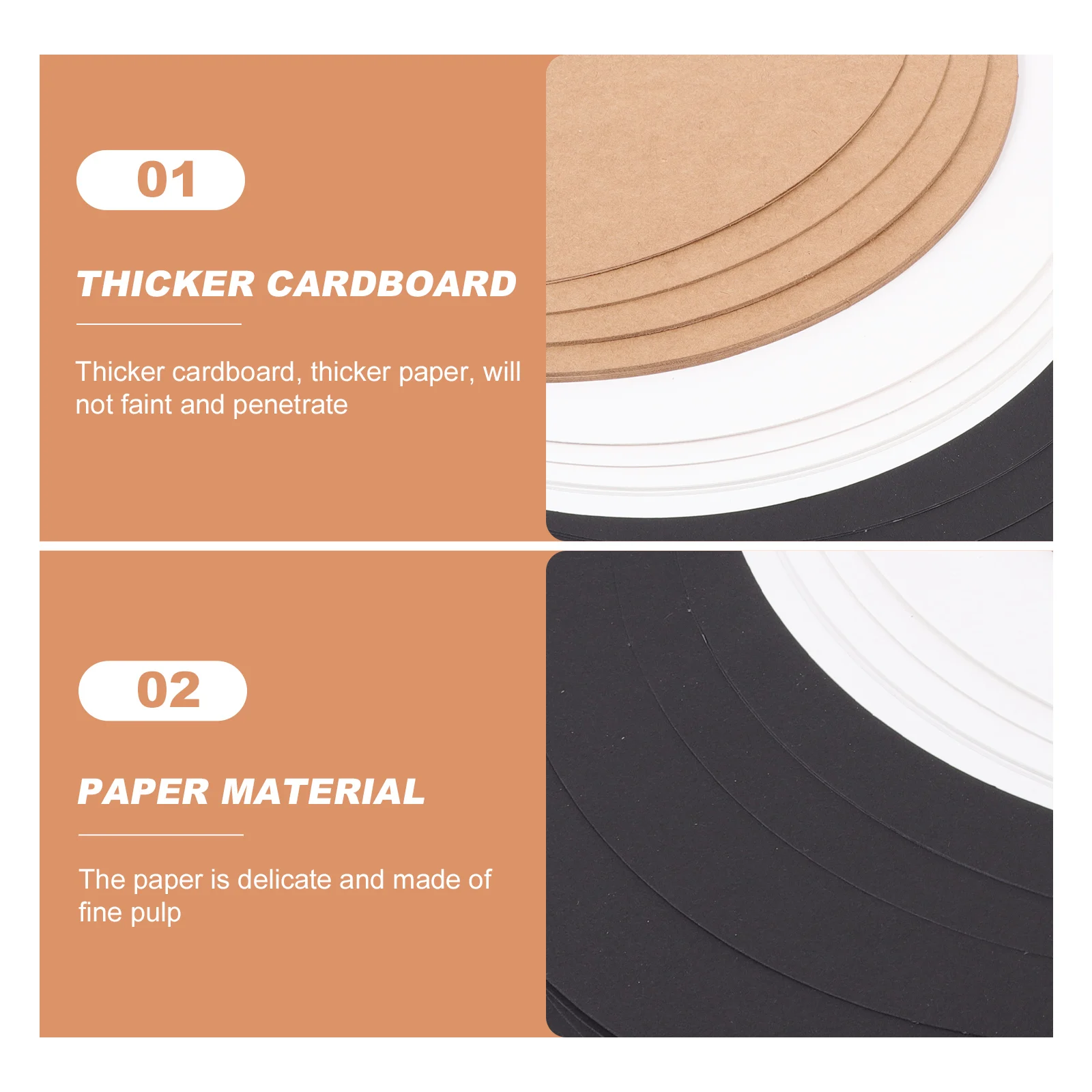 

60pcs Round Kraft Paper 3 Colors Black White Khaki Thick Diy Drawing Board Smooth Cardboard For Painting Mandala Art Projects