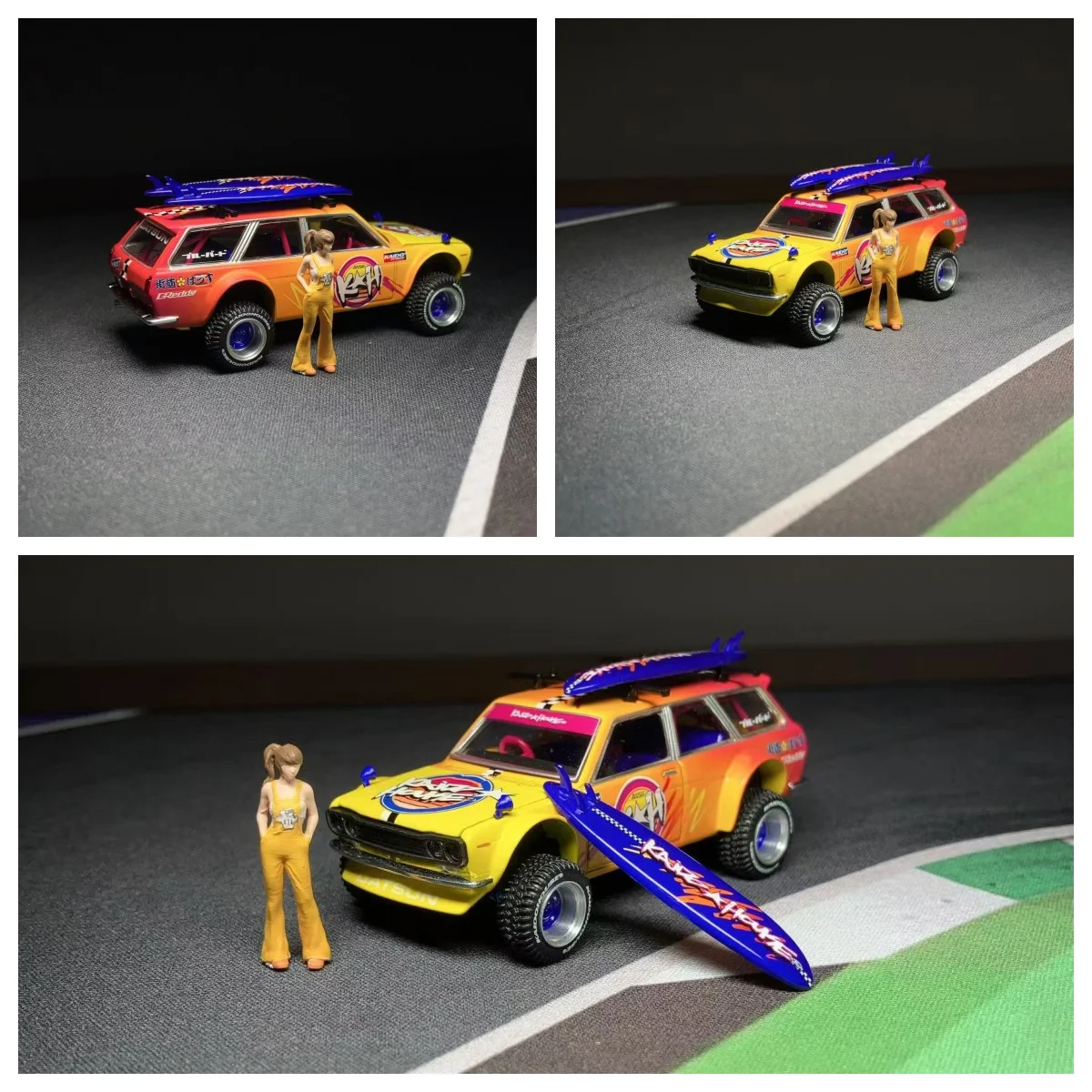 

MINI GT KAIDO HOUSE DATSUN 510 WAGON 4x4 KAIDO ISLANDS V1 1/64 With Figure Girl Diecast Model Car