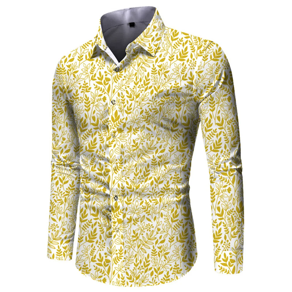 New Fashion Personality Floral Shirts For Men 3d Printed Lapel Long Sleeved Shirts Y2k Vintage Casual Slim Women Clothes Tops