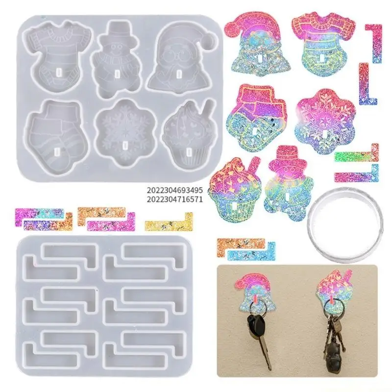 QX2E Christmas Refrigerator Hook Mold Home Decor Fridge No Punching Hook Mold