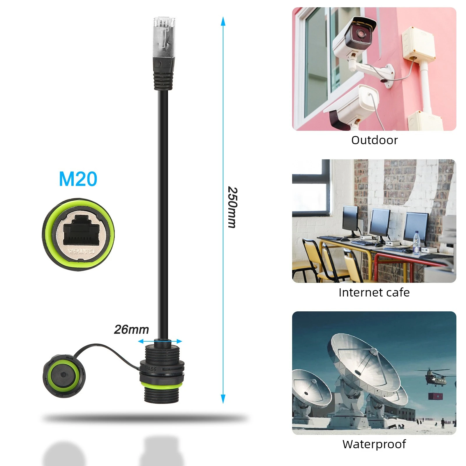25/50/100mm Starlink Ethernet Adapter Gen 3 Mini Starlink Cable Extension to RJ45 Coupler Waterproof with Starlink Gen 3 Dish