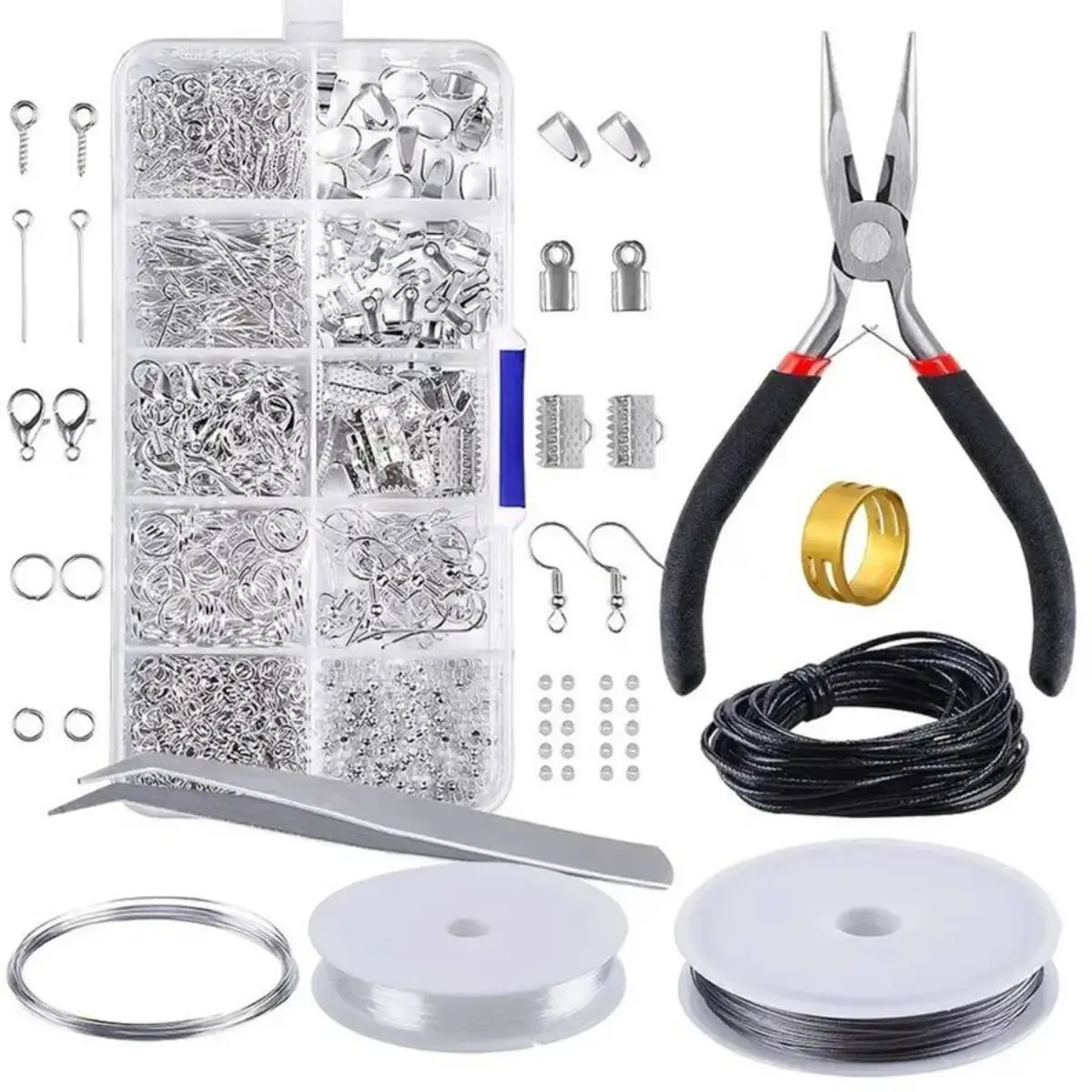 900pcs Jewelry Making Starter Kit Earrings Necklace Findings DIY Beads Plier Tools Set Jewelry Repair Tool Set Jewelry