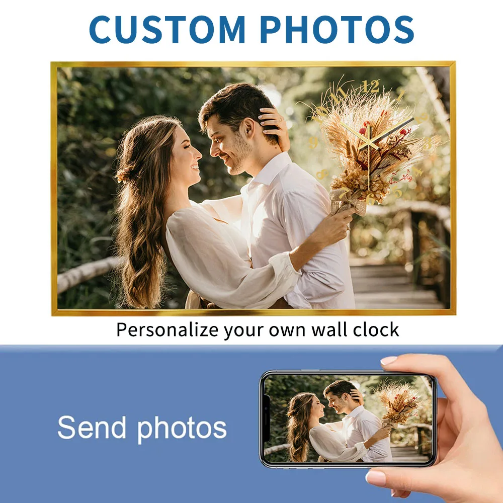 

Отправьте фотографии на заказ, художественные часы, цифровые настенные часы, рамка из алюминиевого сплава, 25X4 0 см, зеркальные часы, семейный подарок