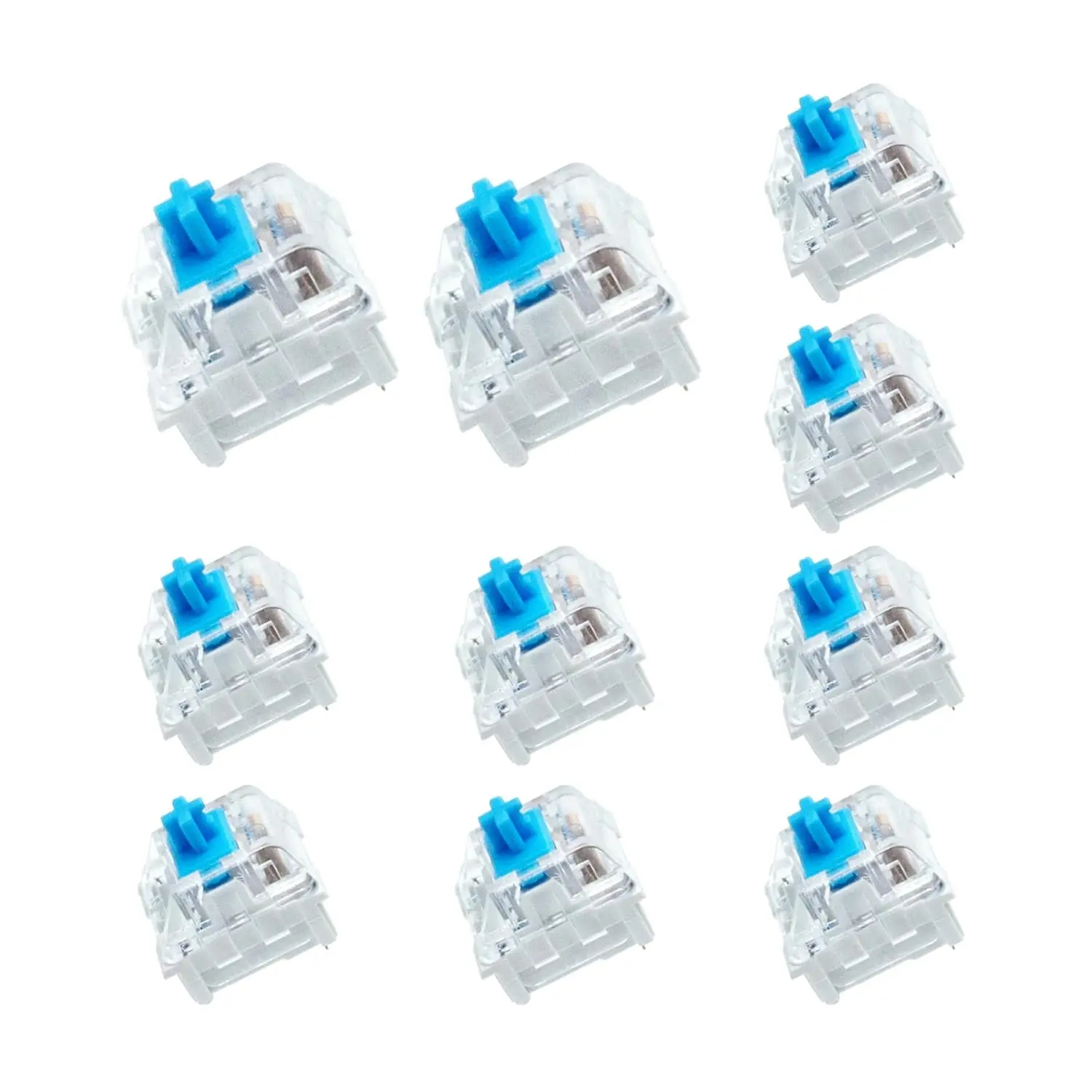 

10 PCS Blue Mechanical Keyboard Switches, Clicky & Tactile, 3 Pin, Dustproof, LED Compatible
