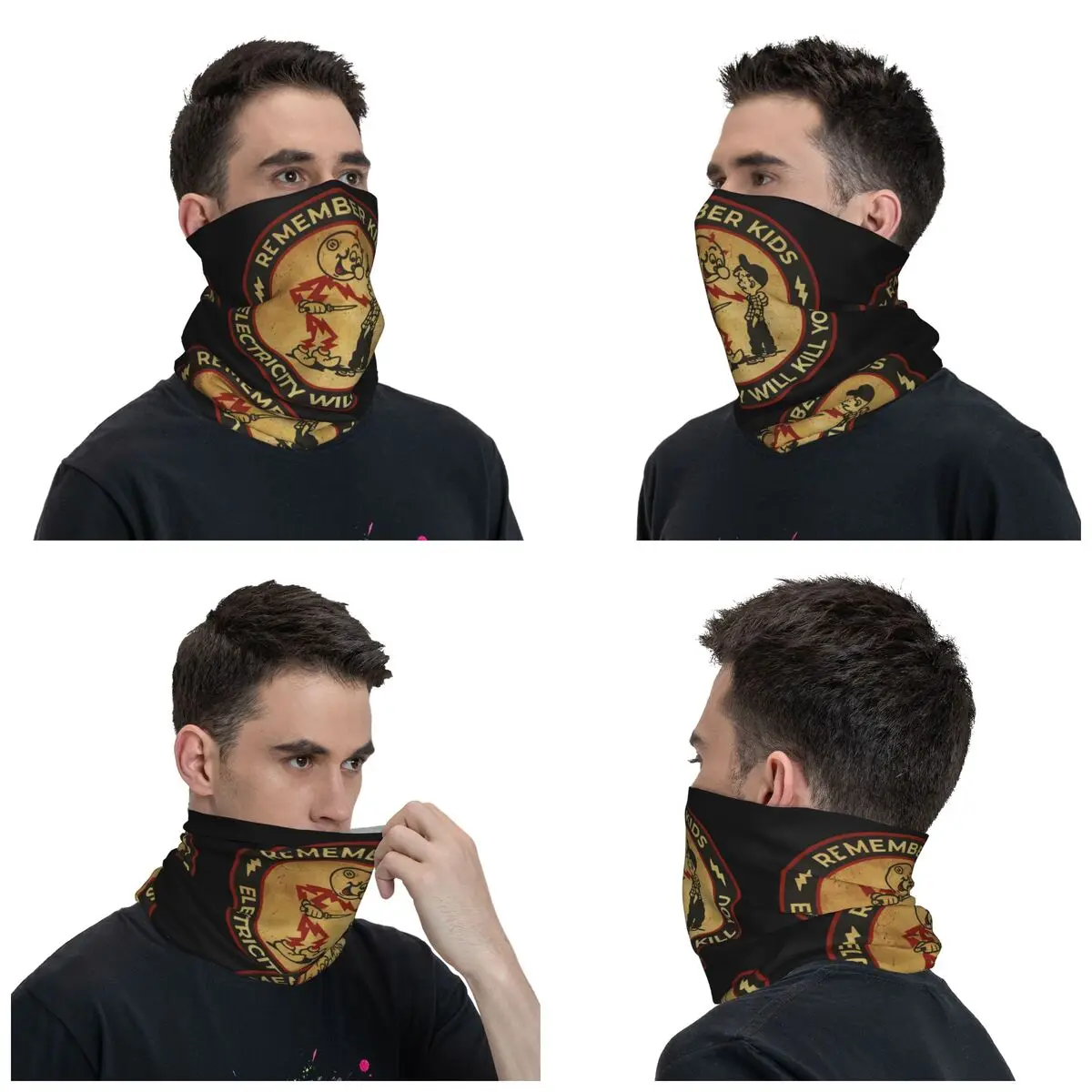 Retro Electricity Will Kill You Bandana Neck Gaiter UV Protection Face Scarf Cover Women Men Headband Tube Balaclava