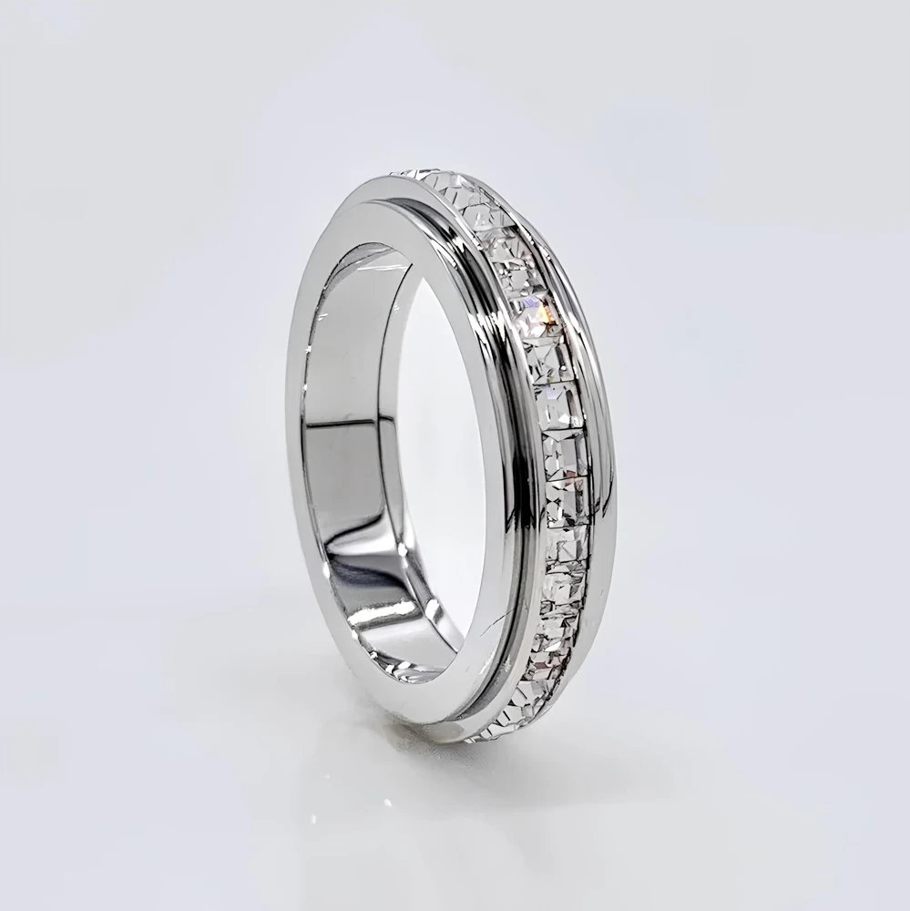 316L Edelstahl Herrenschmuck AAA Kubikzirkonia Spinner-Ringe Angstlösende Fidget-Ringe für Frauen Weihnachtsgeschenk – Detail 6