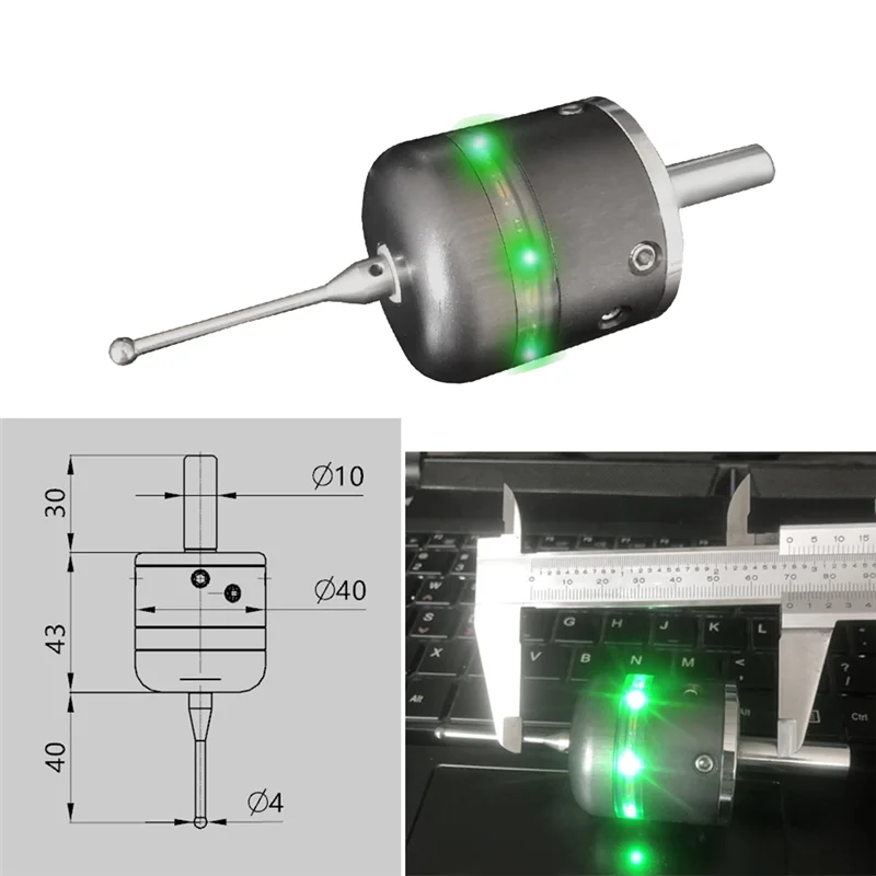 V5 V6 CNC 40mm 3D Touch Probe Edge Finder to Find the Center Desktop CNC Probe Formach3 and Grbl Gray-Red Light