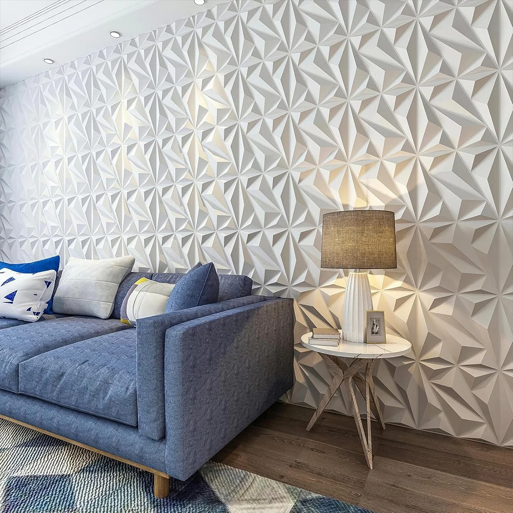 

50/100Pcs 3D Wall Panel Diamond Black/White Wall Decoration Stickers Mural Tile Panel Mold for Living Room Lobby Bedroom Office