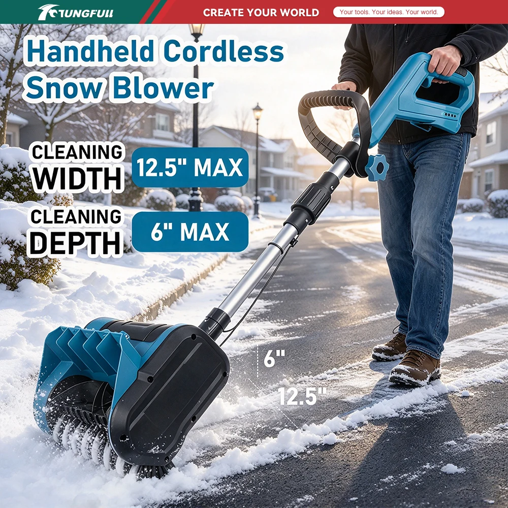 Lightweight Cordless Handheld Snow Thrower Telescopic Handle Battery Powered Snow Blower for Outdoor Winter Snow Cleaning Work