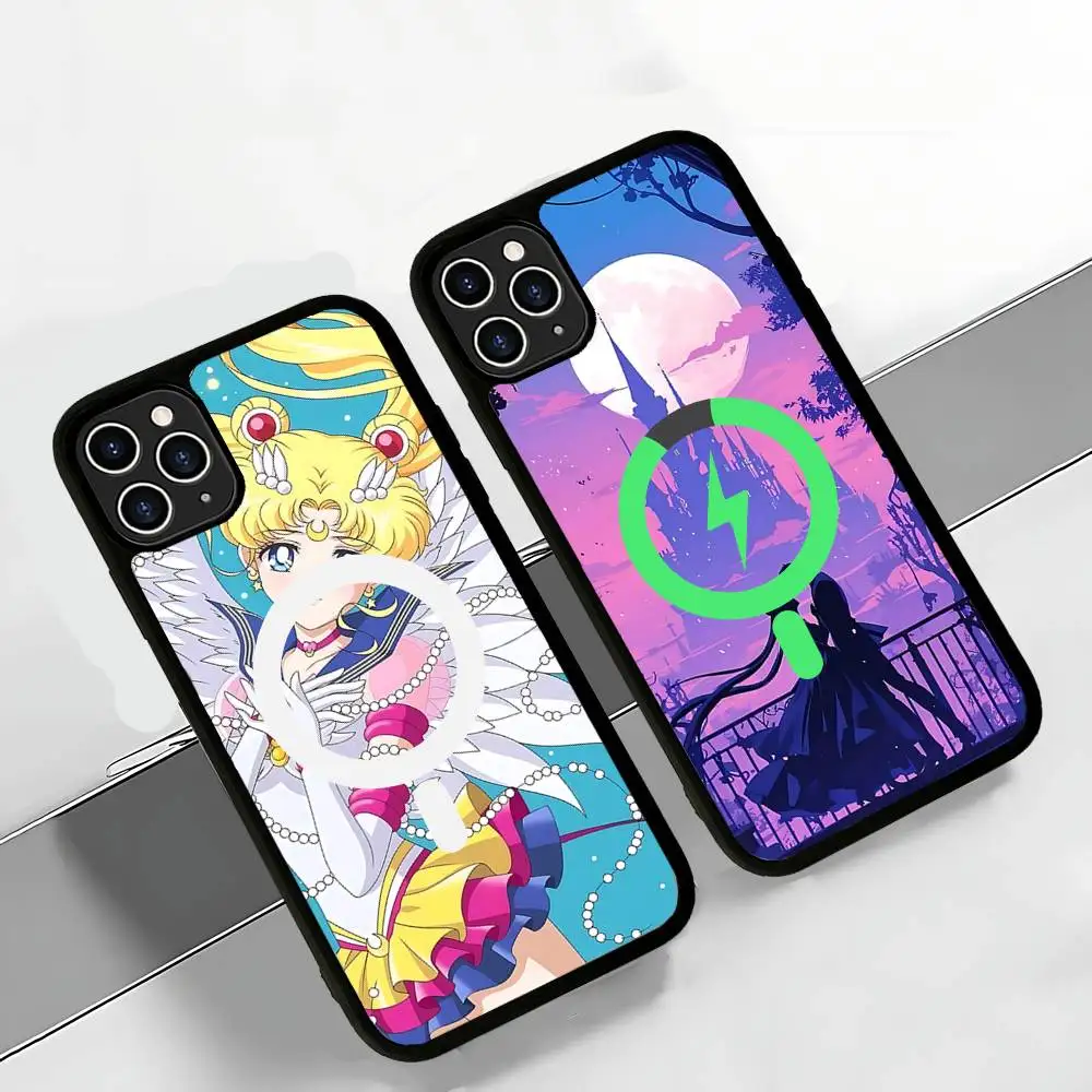 S-Sailores Niedliche Mädchen-Mond-Handyhülle für iPhone 17 16 15 14 13 12 11 Pro Max für MagSafe Wireless Charger Cover
