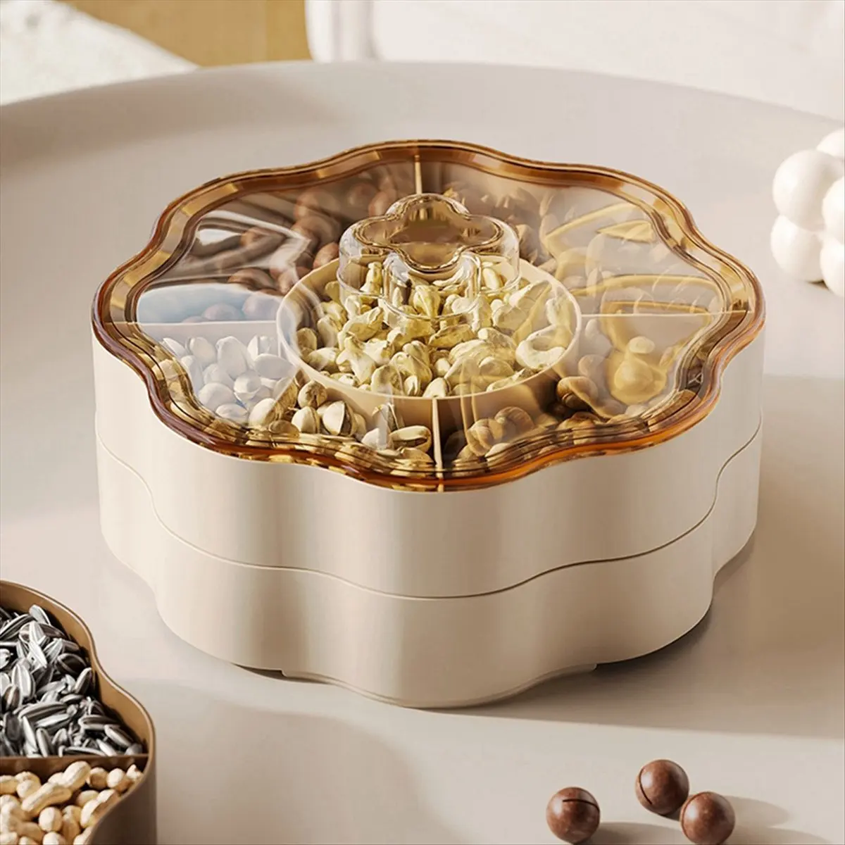goodDT Double-Layer Multi-Purpose Luxury Box Snacks Put Chinese Dried Fruit Storage Room Coffee Table High-Grade Candy Box,A