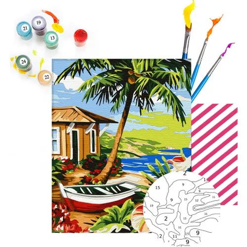 Tabdiko Painting By Numbers Seaside Palm 40*50 cm Canvas Print Painting Set