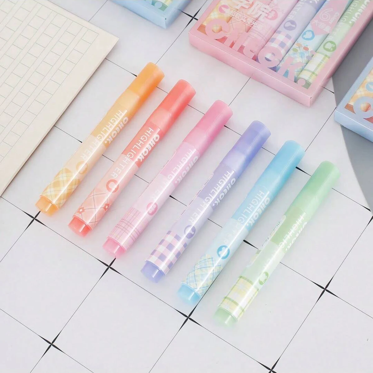6 Colors/Set Soft Brush Fluorescence Pen Set Pastel Markers Brush Set Art Color Highlighter Calligraphy pens Stationery