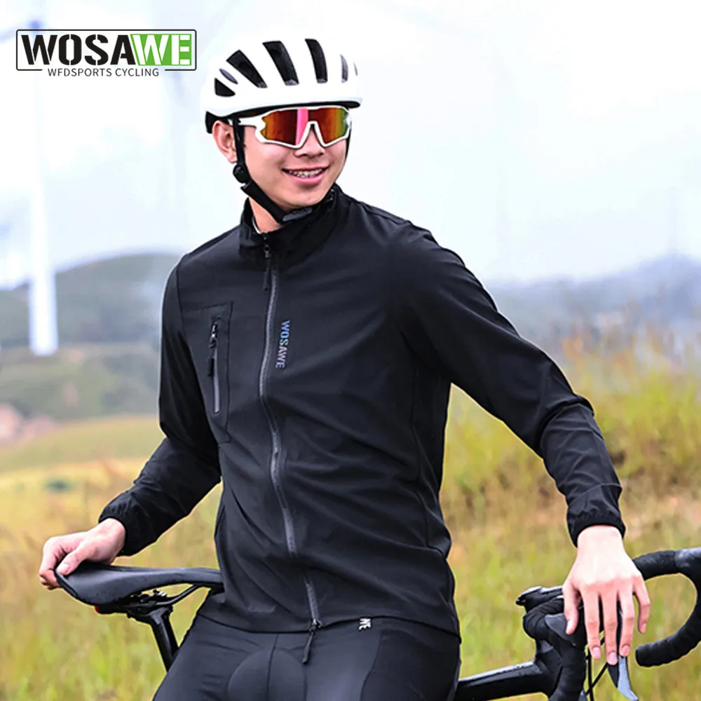 WOSAWE abbigliamento da ciclismo giacca a vento da ciclismo giacca antivento a maniche lunghe da uomo MTB Road Bike Jersey Coat gilet da bicicletta