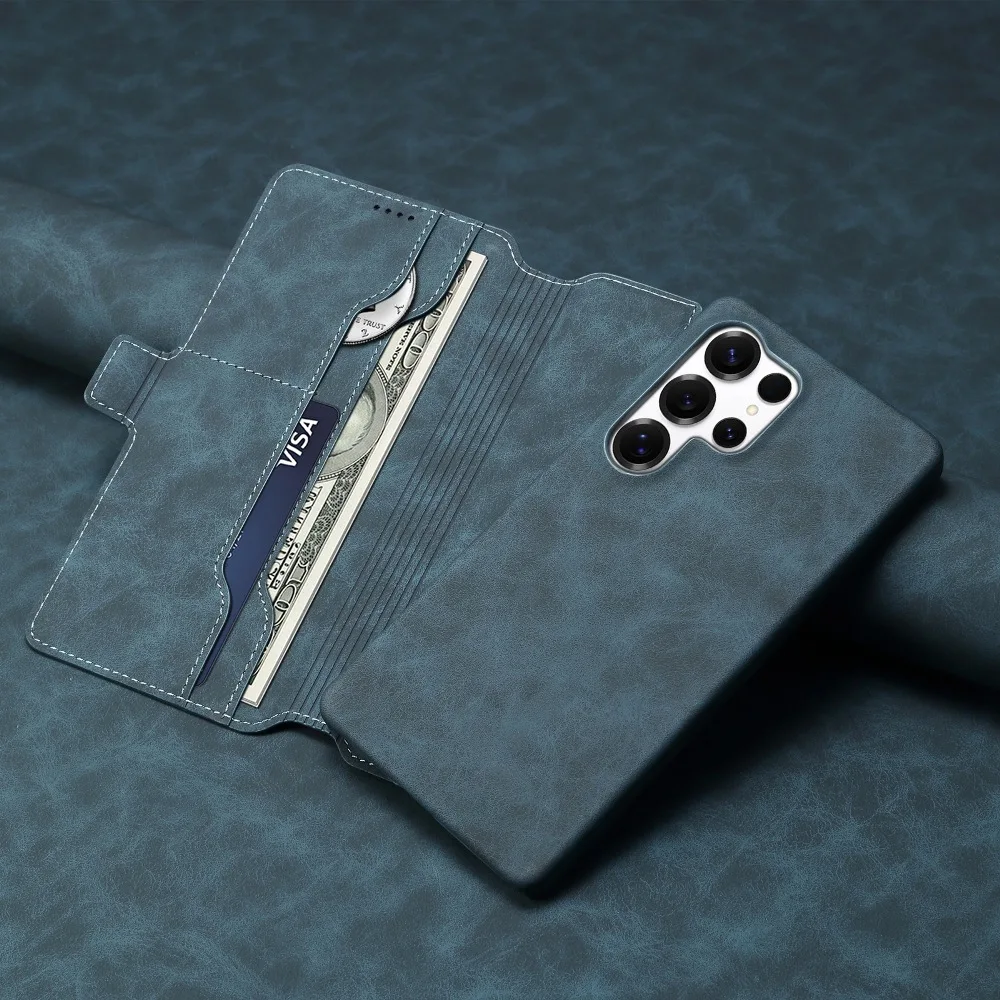 

Detachable Side Magnetic Flip Phone Cover for Samsung Galaxy S25 Ultra S25 Plus with Built-in Wallet Card Case Slots