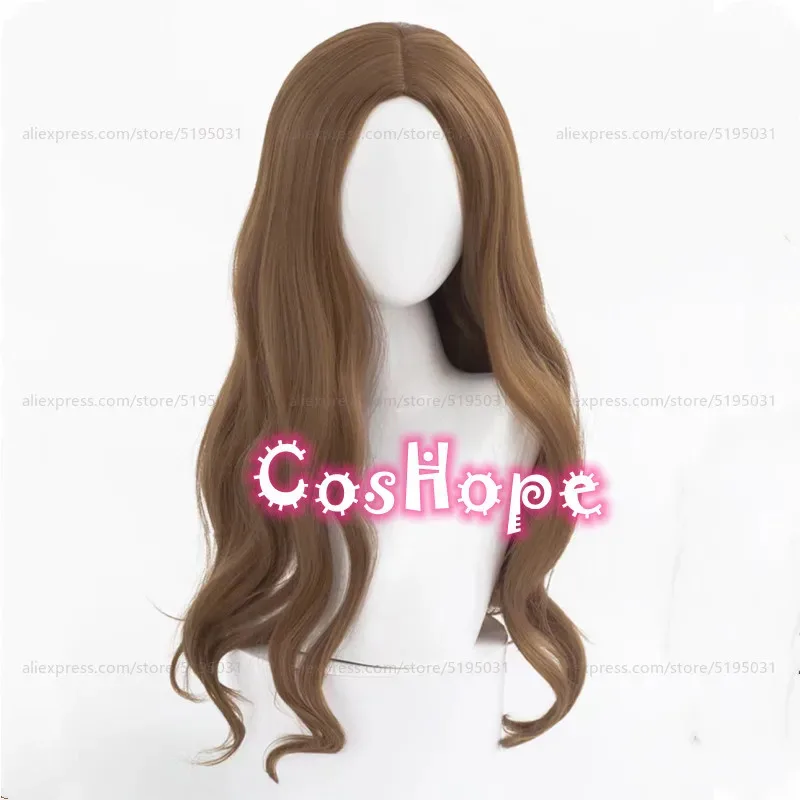 Peruka cosplay anime 2025 Psycholog Ada Mesmer, 65 cm, długa, kręcona, brązowa, odporna na ciepło, syntetyczna.