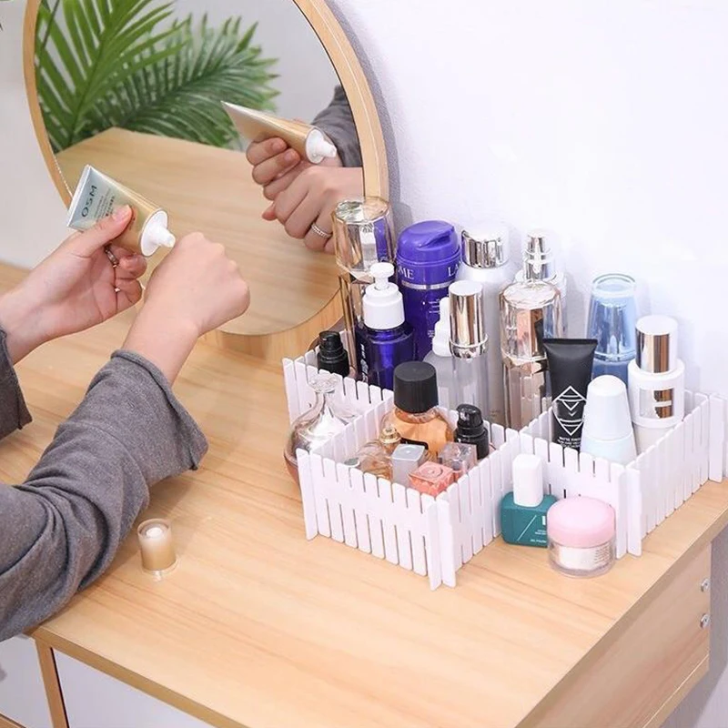 4 PCS Drawer Organiser Divider Adjustable Free Combination Organiser Compartment Divider Lingerie Sock Divider Plastic Plate