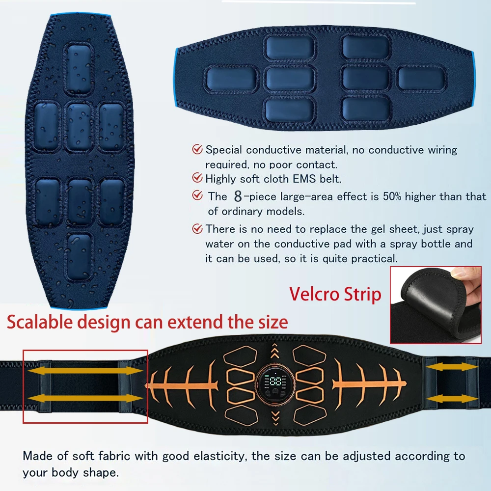 محفز العضلات الكهربائي الذكي تونر العضلات حزام تنغيم البطن إعادة شحن المحمولة التخسيس مدلك أجهزة لياقة بدنية