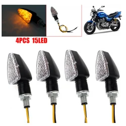 4pcs 12V Motorcycle 15 LED Turn Signal Indicators Amber Blinker Lights Long-lasting Lights Universal For Honda Yamaha Suzuki BMW