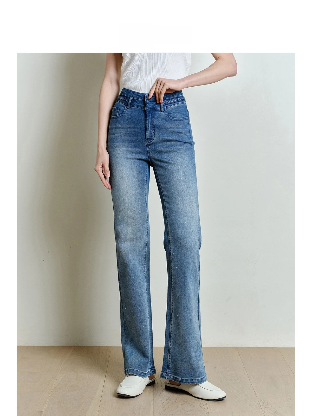 

Женские повседневные джинсы-клеш из денима, приталенные, с микроэластичностью, на молнии, длинные, для всех сезонов