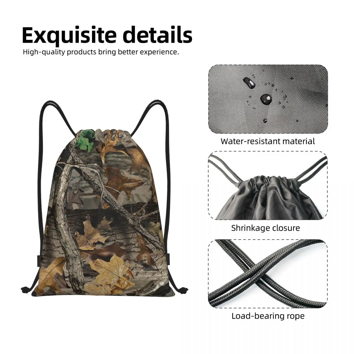 Custom Real Tree Camouflage Camo Drawstring Backpack Sports Gym Bag for Men Women Training Sackpack