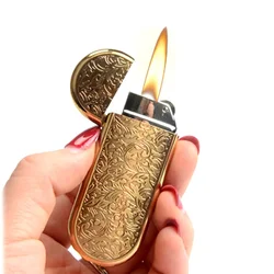 Metal Mini Ultra Thin Lighter 3D Tangcao Grinding Wheel Butane Inflatable Lighter Cigarette Accessories Gift