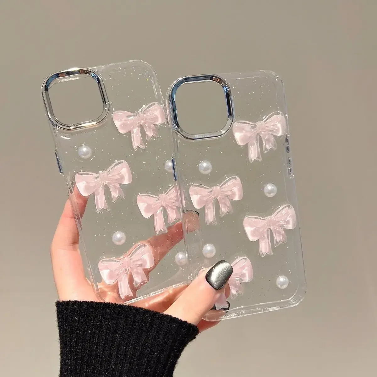 لطيف القوس اللؤلؤ الفتاة قضية الهاتف آيفون 11 12 13 14 15 16 برو ماكس بولي TPU Ins قبضة الهاتف القضية