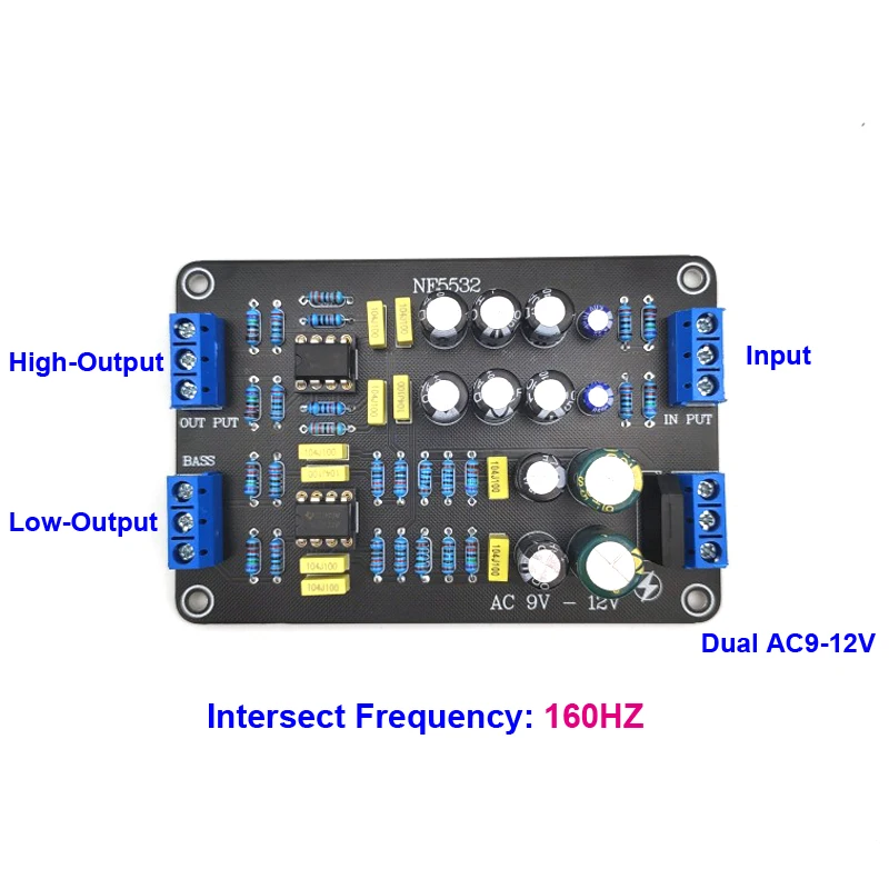 2 Way 160Hz Electronic Active Crossover NE5532 PreAMP Linkwitz Riley Filter Frequency Divider