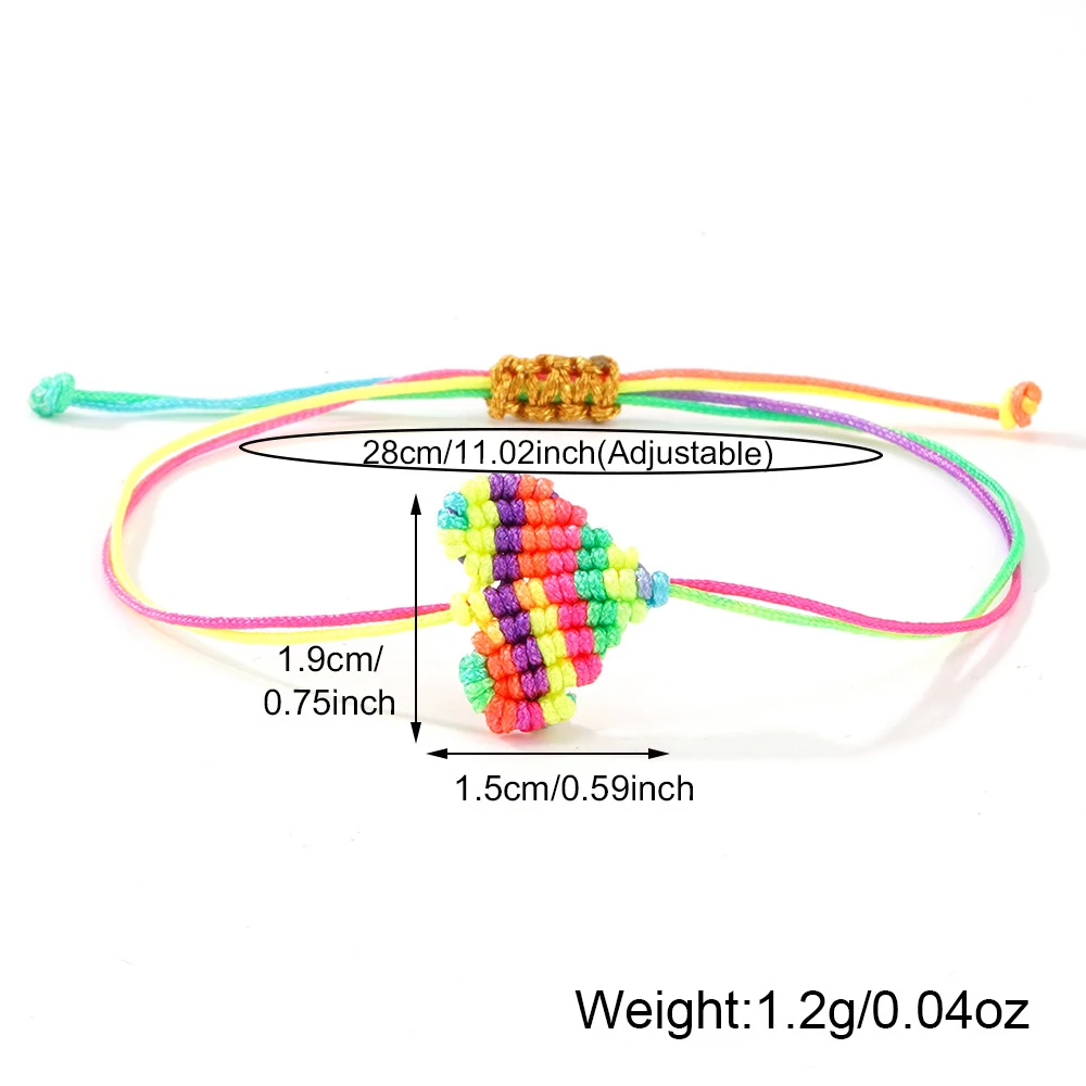 Bohemian style Love Heart-shaped Woven Wrap Bracelets Handmade Braided Adjustable Casual Party Couple Friendship Birthday Gift