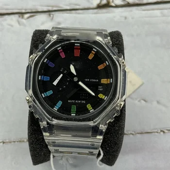 오리지널 GA-2100 시리즈 남성용 스포츠 알람 스톱워치, G LED 조명, 다기능 쇼크 워치, 럭셔리 