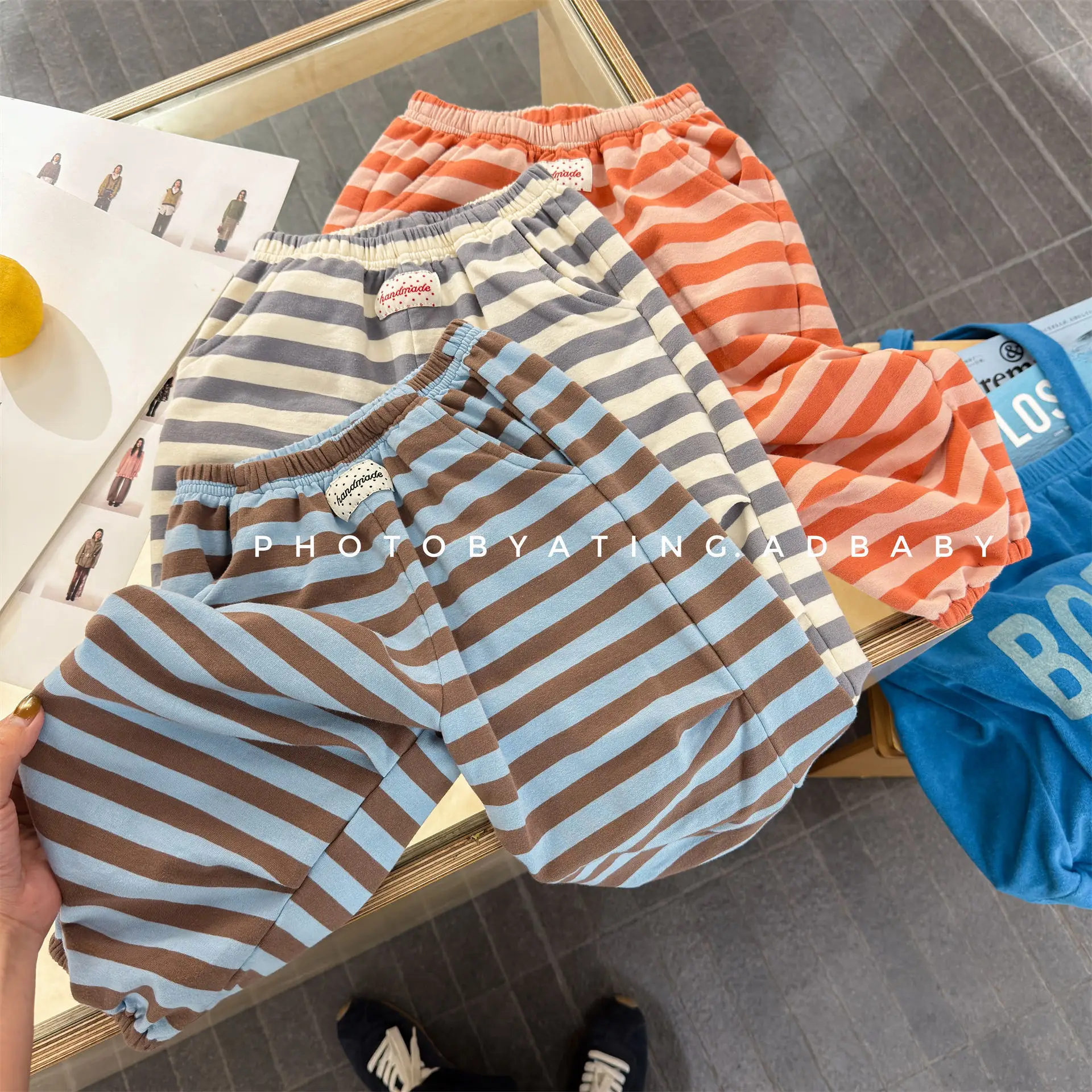 Girls Pants 2026 Spring and Summer New Childrens Clothing Korean Style Girl Baby Fashion Label Striped Pants Simple Daily