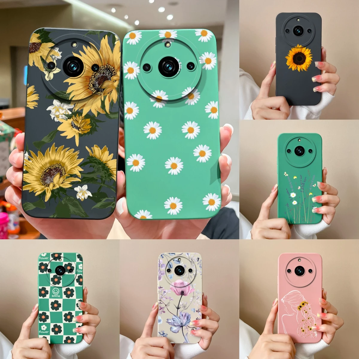 Case For OPPO Realme 11 Pro 11 Pro Plus Narzo 60 Pro Beautiful Sunflower Daisy Liquid Silicone Antifouling Protective Back Cover