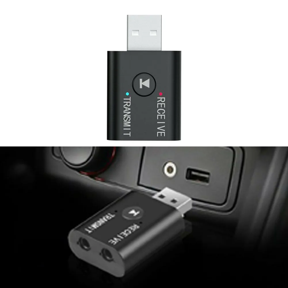 Transmisor y receptor de coche ABS negro para PC MP3/MP4 3,5mm 42x25x11mm 5,0 Aux adaptador Accesorios